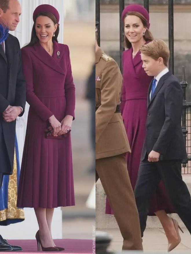第3次穿白色假两件连衣裙半扎发造型美AG真人国际厅凯特王妃戴5股珍珠项链(图14)