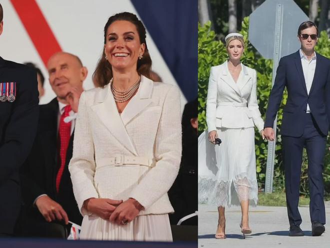 第3次穿白色假两件连衣裙半扎发造型美AG真人国际厅凯特王妃戴5股珍珠项链(图9)